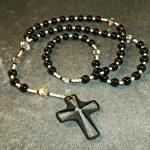 Item R7. Black onyx - 6mm-Swarovski crystal Paters and Cross ($50 plus $5.20 S/H)